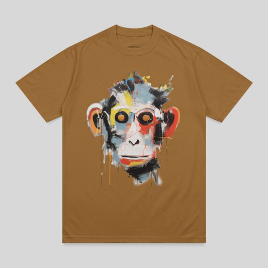 Abstract Colorful Monkey Face Brown T-Shirt product type