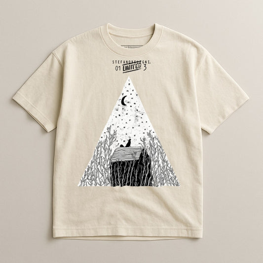 Graphic tee with abstract triangle and nature design