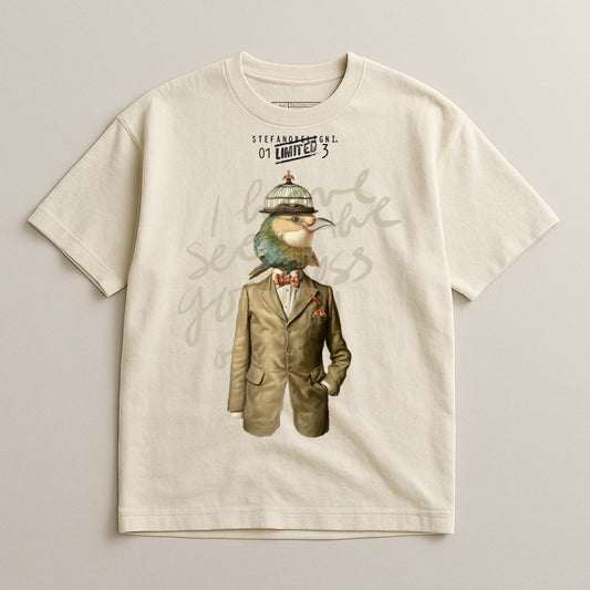 Stylish Bird Print Unisex Graphic Short Sleeve Tee
