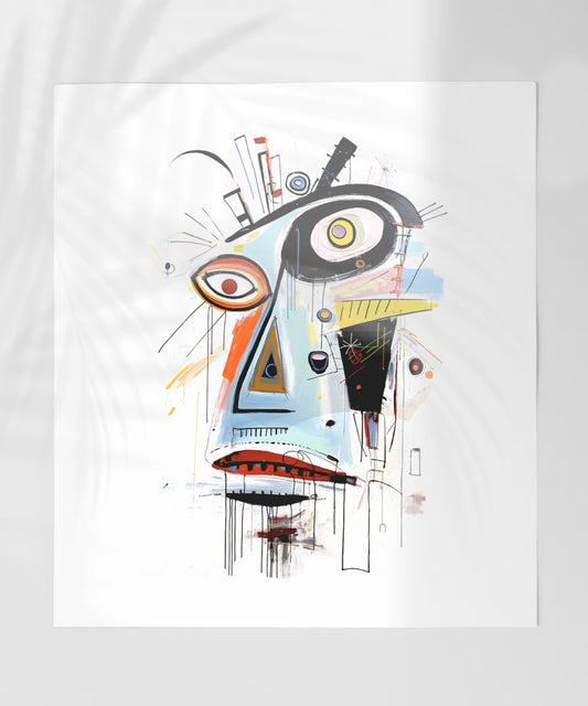 Abstract Face Art with Geometric Elements Wall Poster