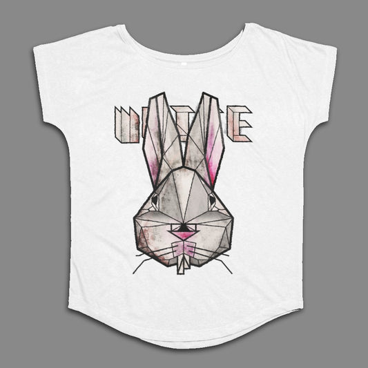 Geometric Bunny Design Short Sleeve T-Shirt for Women