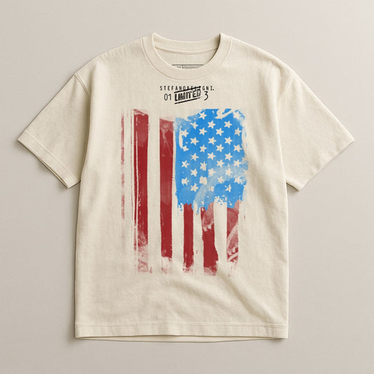 Vintage American Flag Print Graphic T-Shirt