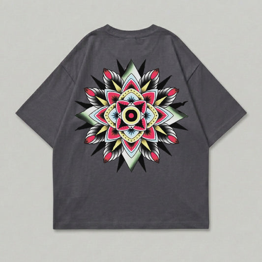 Dark Gray Tee Colorful Mandala Back Graphic product type