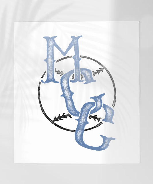 Monogrammed Initial Design with Floral Accents Art Print