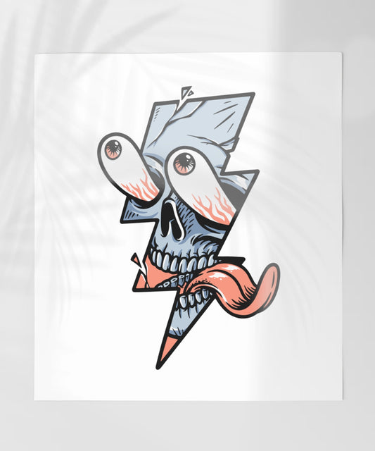 Creepy Eye-Popping Skull with Tongue Design Poster