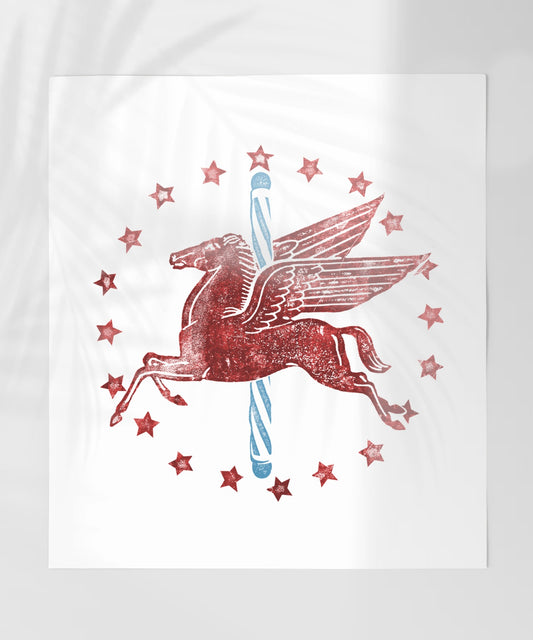 Vintage Pegasus with Stars and Cane Artwork Print
