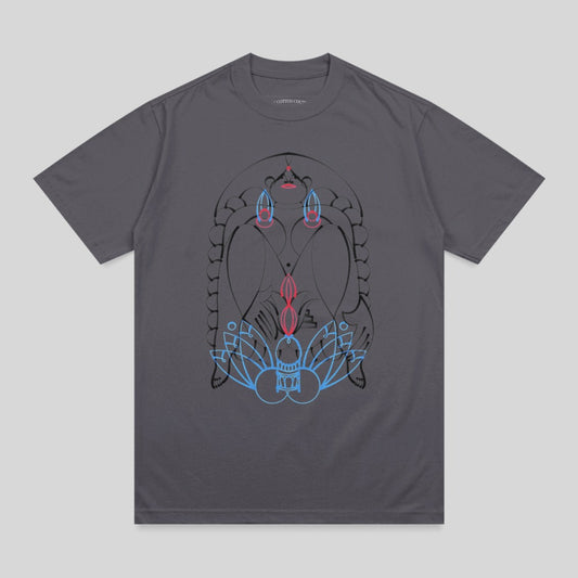 Dark Gray Abstract Symmetrical Linear Art Vibrant Print product type