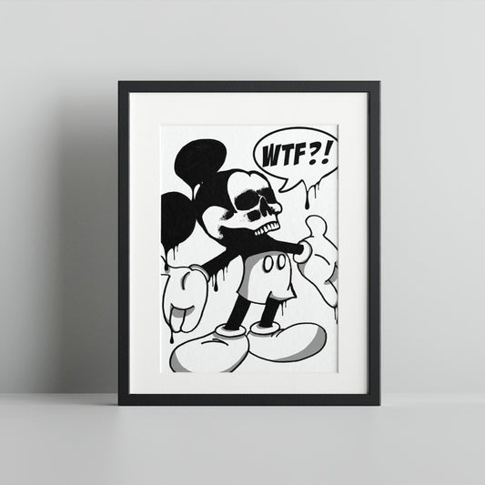 WTF Skeleton Dripping Ink Poster Art Wall Decor
