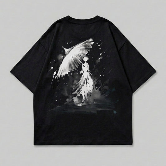 Ethereal figure umbrella design black shirt product type