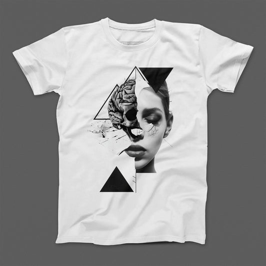Brain and Face Abstract Geometric Art T-shirt