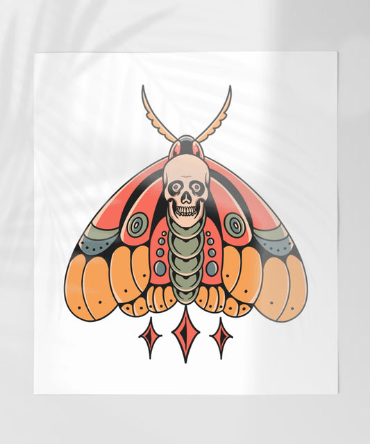 Moth with Skull and Wings Unique Art Print Product