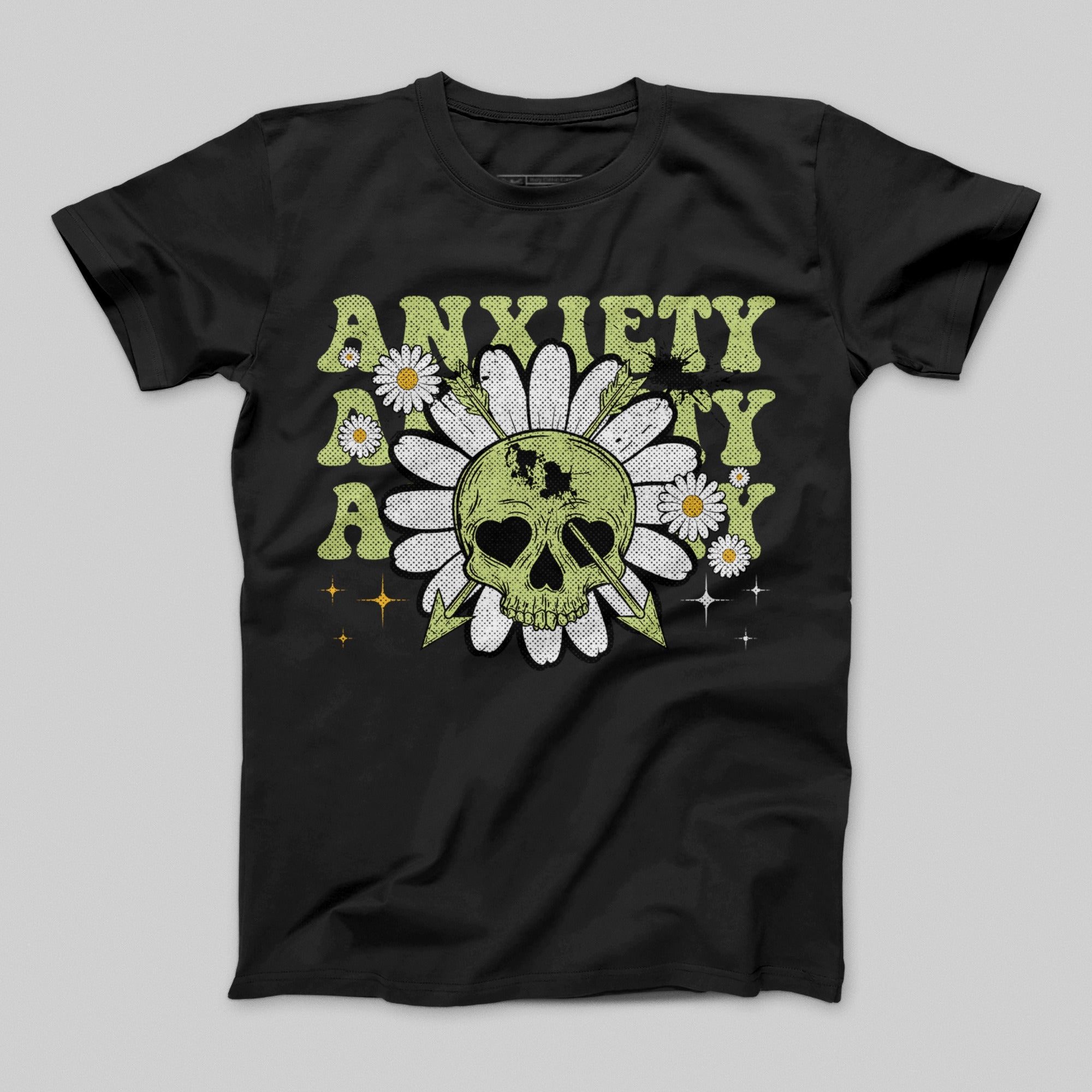 Anxiety Daisy Skull Graphic T-Shirt