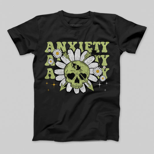 Anxiety Daisy Skull Graphic T-Shirt