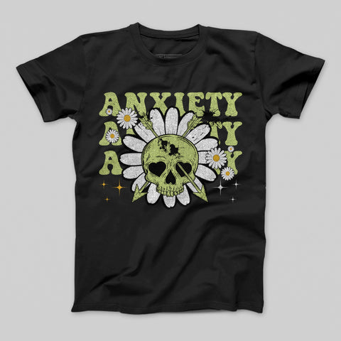 Anxiety Daisy Skull Graphic T-Shirt