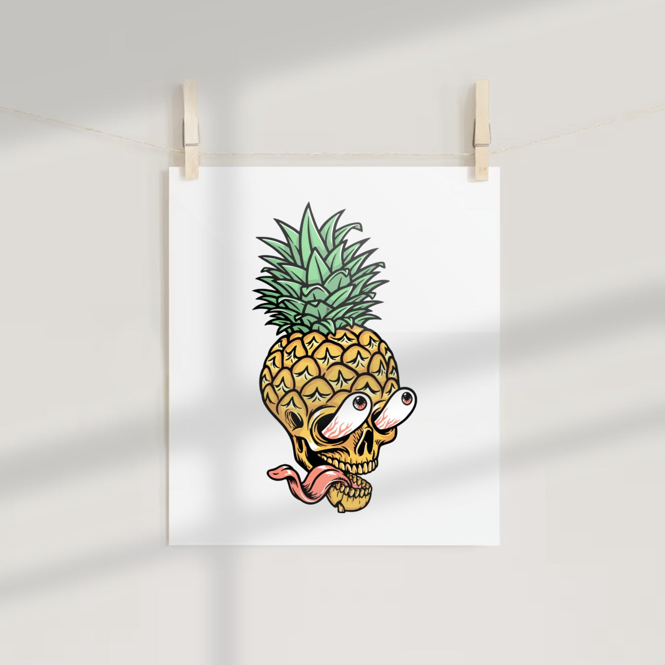 Quirky Pineapple Skull with Eyes Wall Art Poster