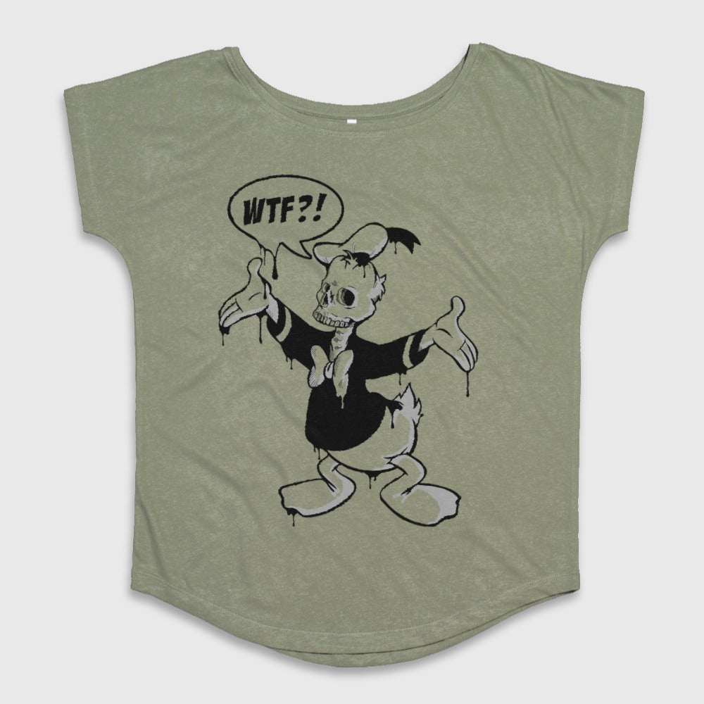 WTF?! Skeletal Duck Cartoon Graphic T-Shirt