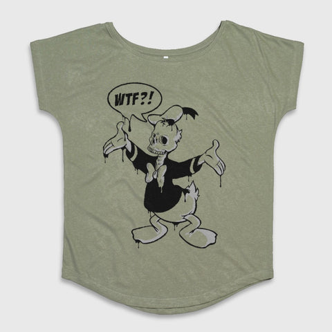WTF?! Skeletal Duck Cartoon Graphic T-Shirt