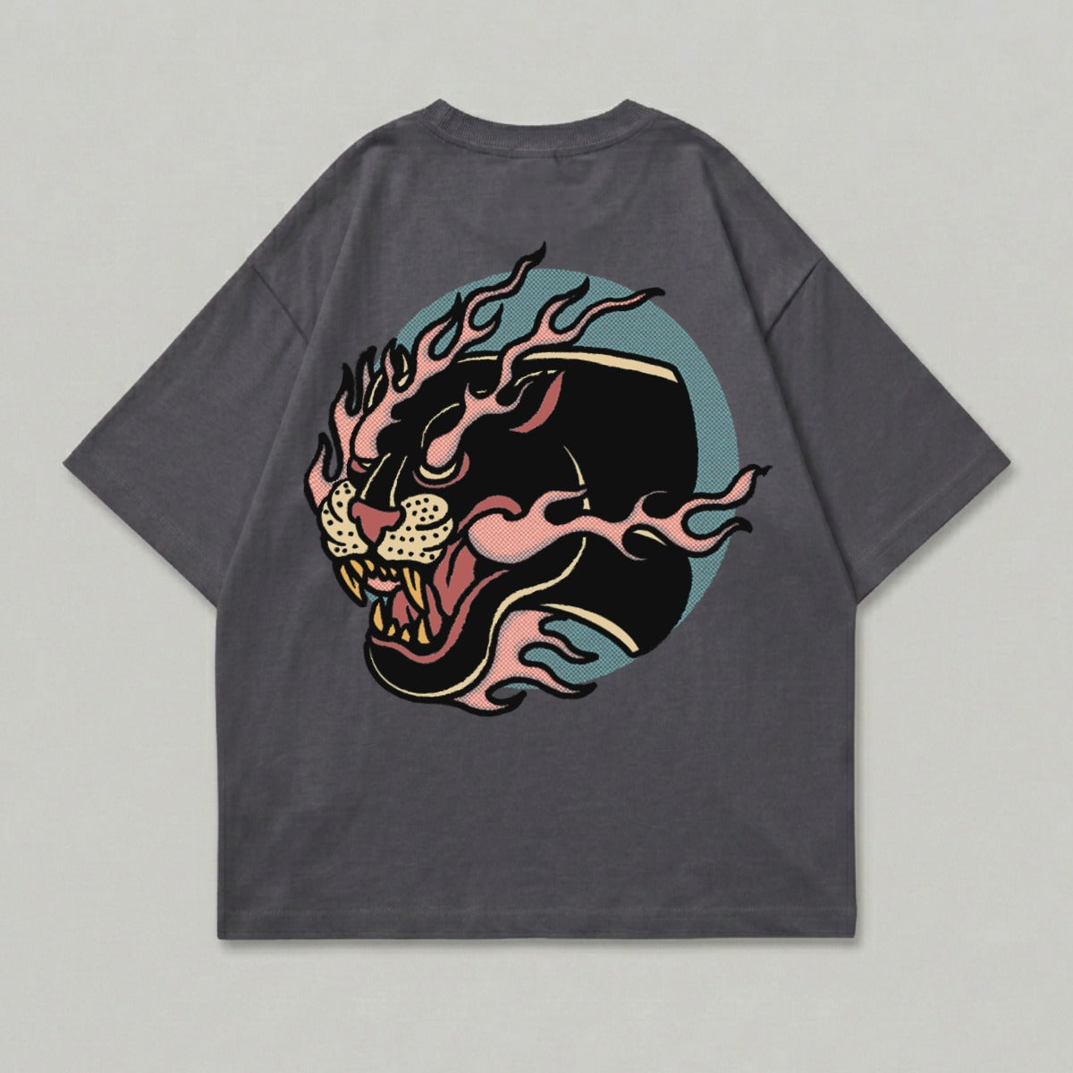 Fierce Flaming Black Panther Head Graphic Dark Grey product type