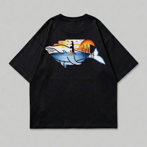 Whale Lighthouse Sunset Ocean Artistic Design product type