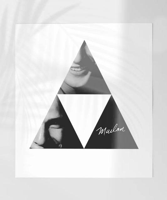 Black and White Triangular Faces Artwork Poster