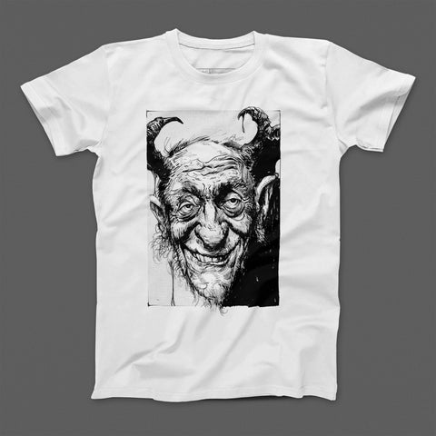 Creepy Horned Old Man Drawing T-Shirt Unique Design