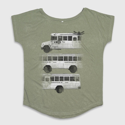 Vintage School Bus Print Women's T-Shirt Fashion Apparel