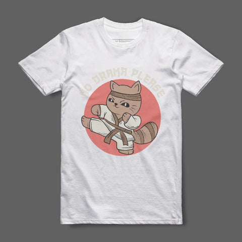 No Drama Please Cute Martial Arts Cat T-shirt