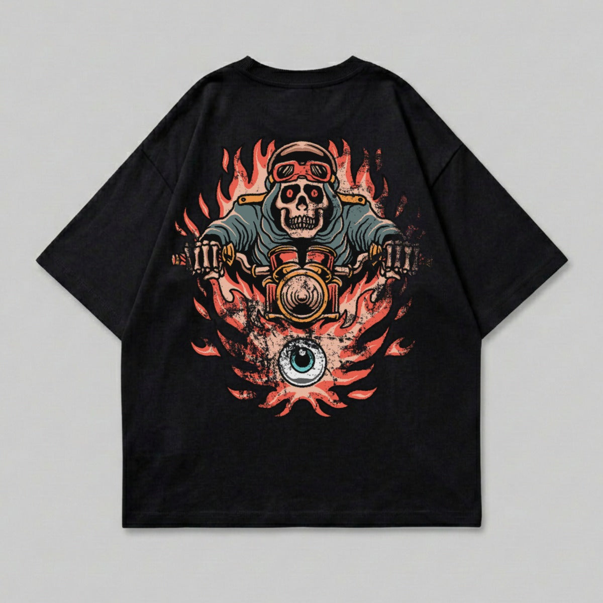 Fiery Skull Rider Goggles Eyeball Moto Graphic product type
Skull
Motorcycle
Biker
Flames
Gothic
Edgy
Graphic tee
Skeleton
Rider
Eye design
Streetwear
Retro style
Vintage biker
Unique design
Dark aesthetic
Moto culture
Rocker style
Reaper design
Burning skull
Chopper art