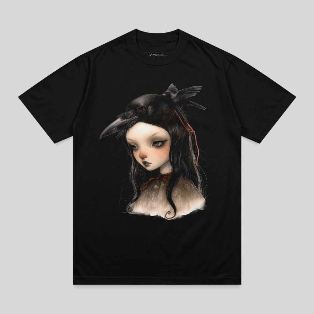 Melancholy Girl Crow Headpiece Fantasy Artwork product type