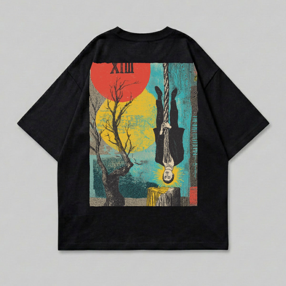 Inverted Man Tarot XIII Tree Sun Moon Graphic T-shirt product type
Black T-shirt, Graphic Tee, Inverted Man, Hanging Man, Tarot Inspired, XIII Roman Numeral, Surreal Art, Dark Aesthetic, Vintage Style, Abstract Design, Tree Graphic, Sun Moon Motif, Occult Theme, Mystical Art, Artistic Print, Statement Tee, Unisex Style, Streetwear Tee, Unique Design, Tarot Card XIII