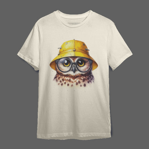 Cute Owl With Yellow Hat Graphic T-Shirt