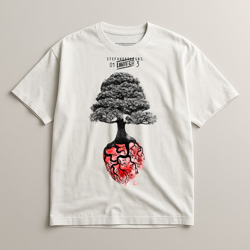 Limited Edition Graphic Tree Design Heart Roots Tee