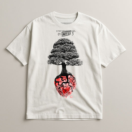 Limited Edition Graphic Tree Design Heart Roots Tee