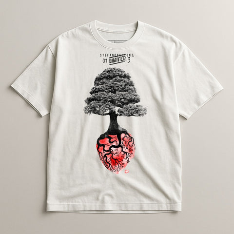 Limited Edition Graphic Tree Design Heart Roots Tee