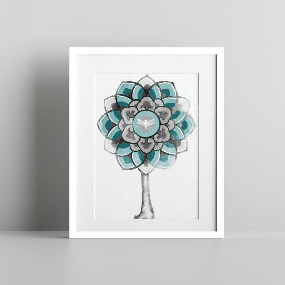 Intricate Mandala Flower Art Framed Wall Print Decor