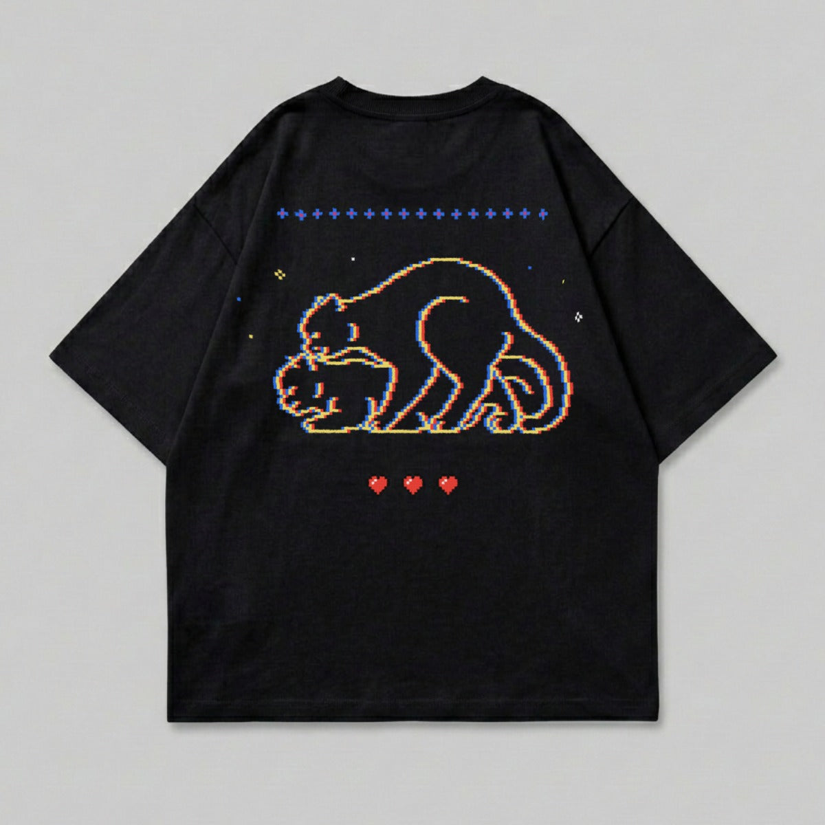 Pixelated Feline Gaming Glitch Hearts Retro Design product type