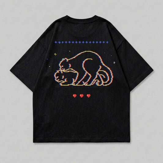 Pixelated Feline Gaming Glitch Hearts Retro Design product type