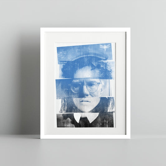Blue and Black Portrait Artistic Framed Print