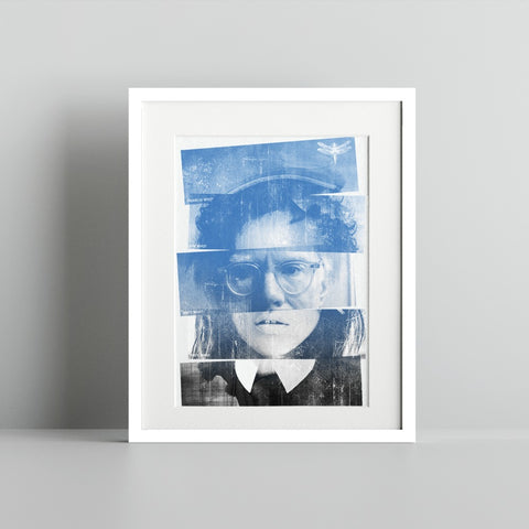 Blue and Black Portrait Artistic Framed Print