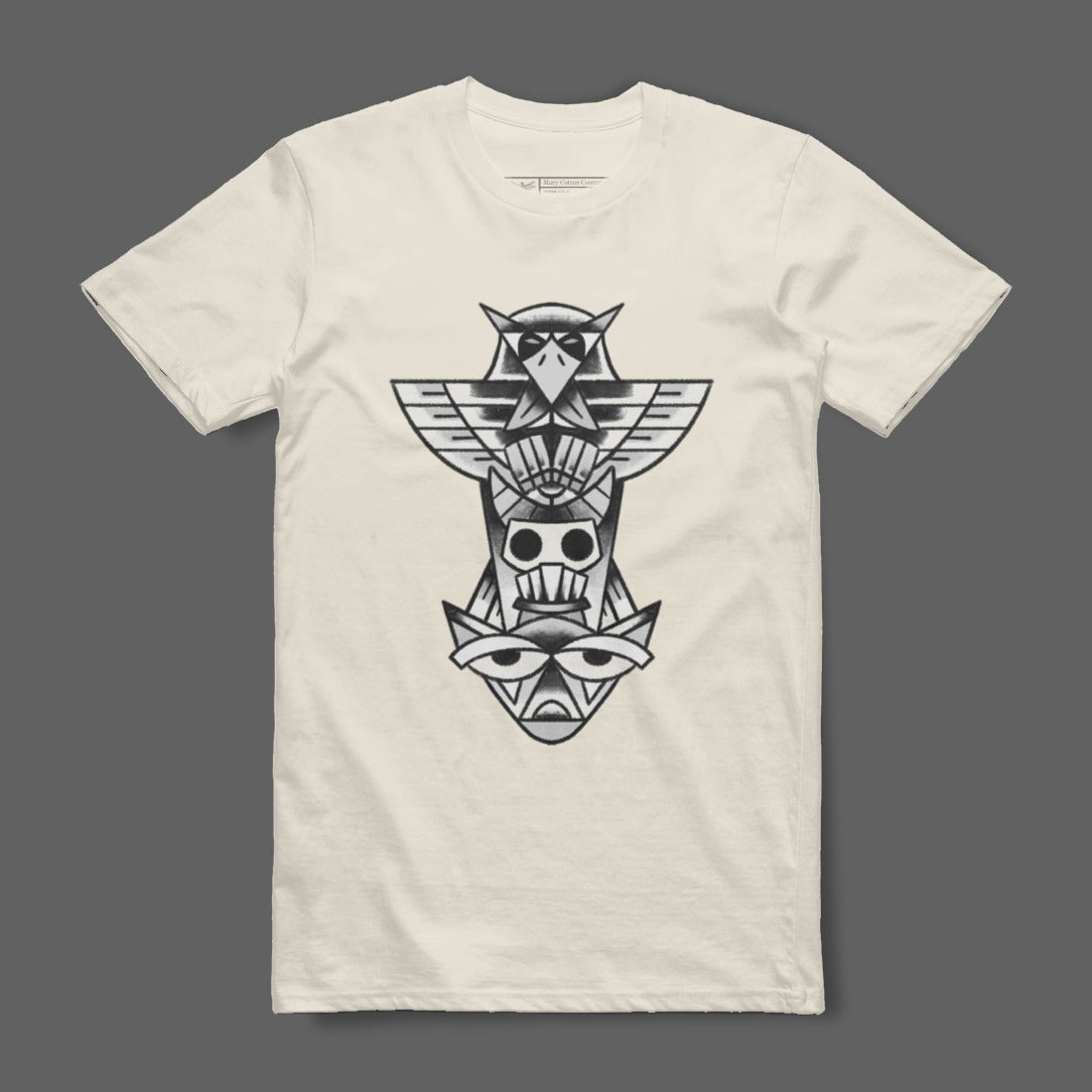 Owl Totem Poles Design White Graphic T-Shirt