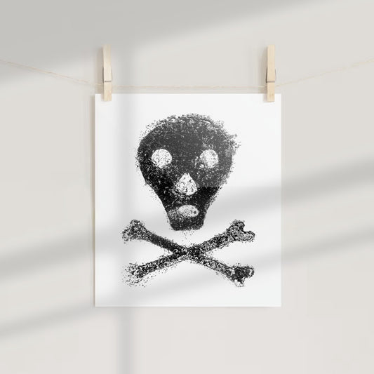 Spooky Skull and Crossbones Wall Art Poster Print