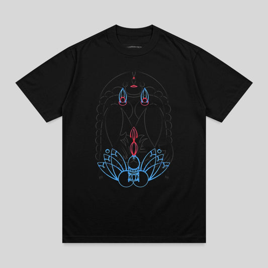 Mystical Neon Deity Outline Black Garment Lotus product type