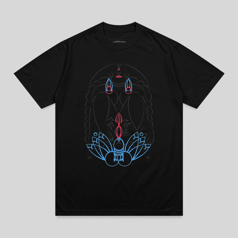 Mystical Neon Deity Outline Black Garment Lotus product type