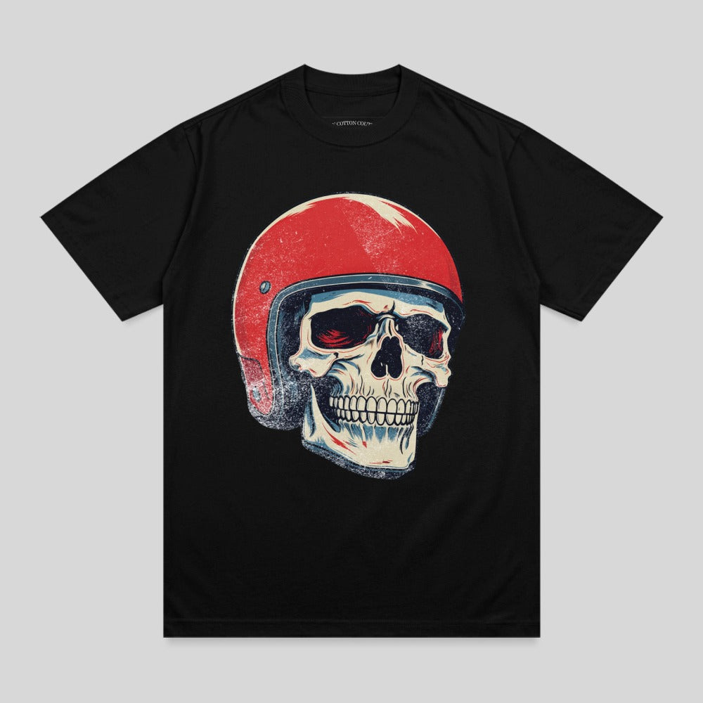 Distressed Skull Red Helmet Vintage Style Graphic product type