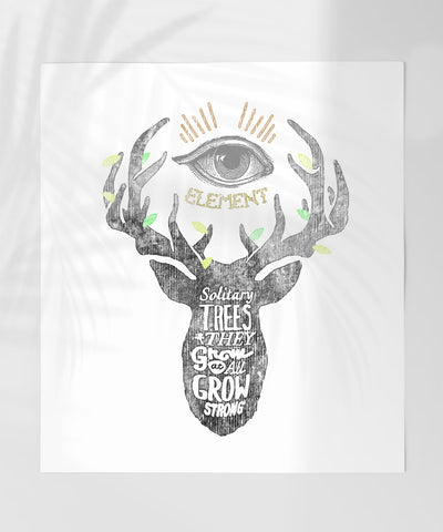 Solitary Trees Grow Strong Artistic Wall Decor Print