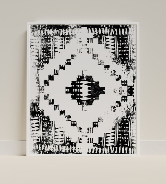 Black and White Abstract Geometric Art Print