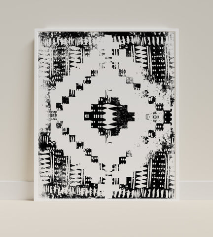 Black and White Abstract Geometric Art Print