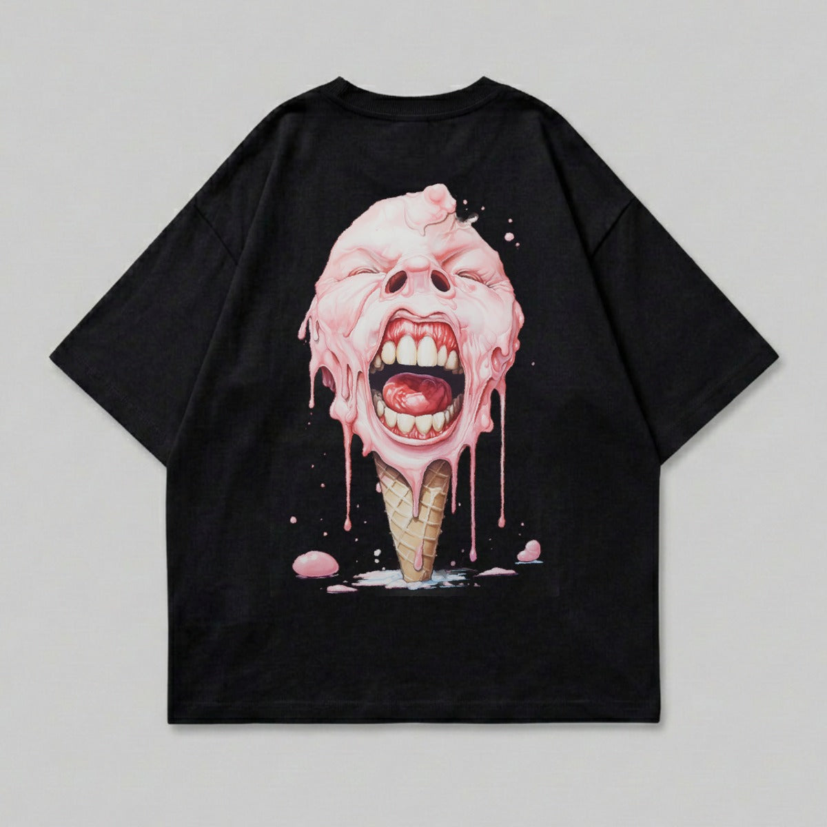 Melting Ice Cream Face Scream Waffle Cone Black T-shirt product type