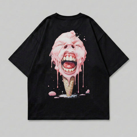 Melting Ice Cream Face Scream Waffle Cone Black T-shirt product type