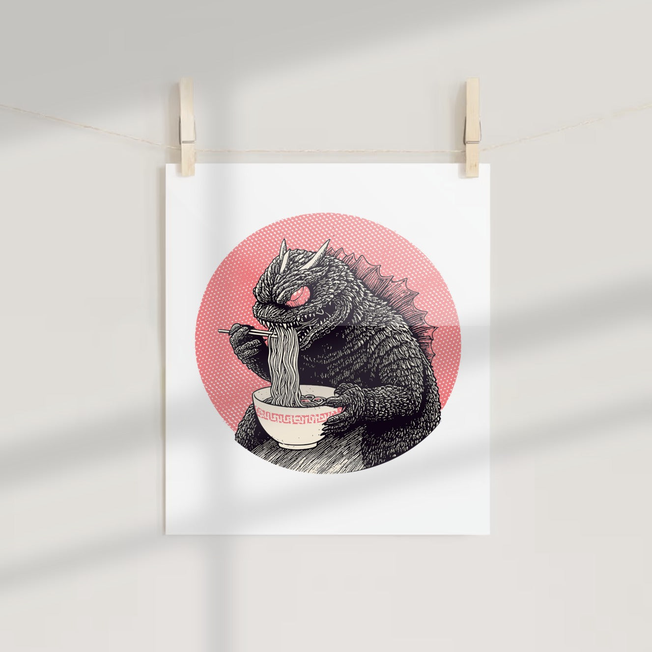 Monster Eating Ramen Illustration Art Print Product